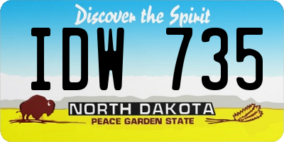 ND license plate IDW735