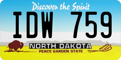 ND license plate IDW759