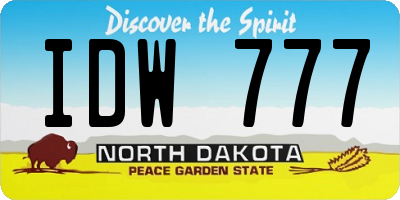 ND license plate IDW777