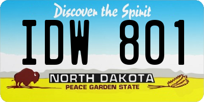ND license plate IDW801