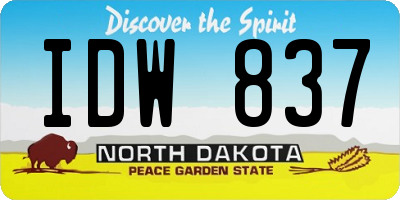 ND license plate IDW837