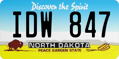 ND license plate IDW847