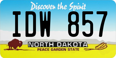 ND license plate IDW857