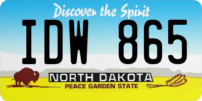 ND license plate IDW865