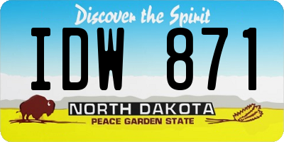 ND license plate IDW871