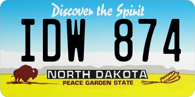 ND license plate IDW874