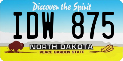 ND license plate IDW875