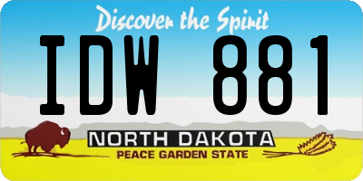 ND license plate IDW881