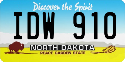 ND license plate IDW910