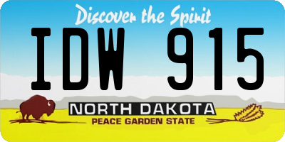 ND license plate IDW915