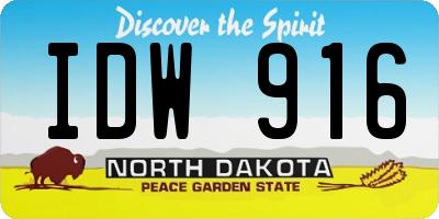 ND license plate IDW916