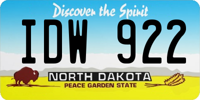 ND license plate IDW922