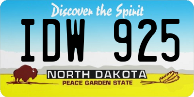 ND license plate IDW925