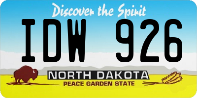 ND license plate IDW926