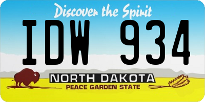 ND license plate IDW934