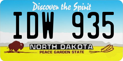 ND license plate IDW935