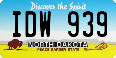 ND license plate IDW939