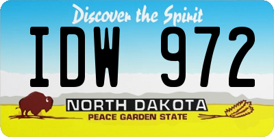 ND license plate IDW972