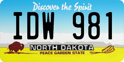 ND license plate IDW981