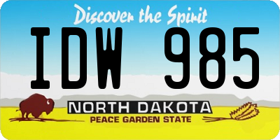 ND license plate IDW985