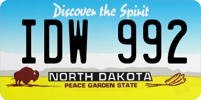 ND license plate IDW992