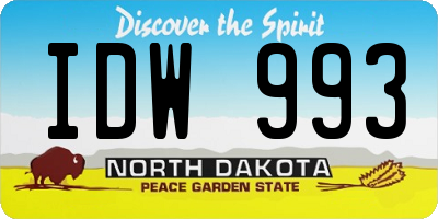 ND license plate IDW993