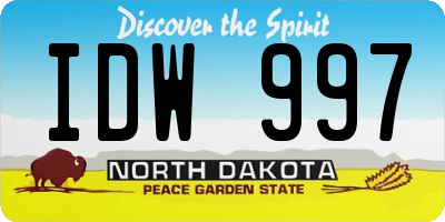 ND license plate IDW997