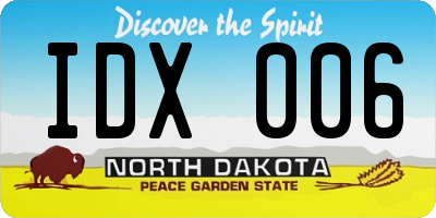 ND license plate IDX006