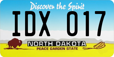 ND license plate IDX017