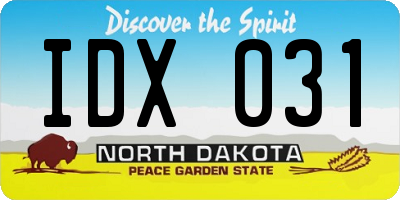 ND license plate IDX031