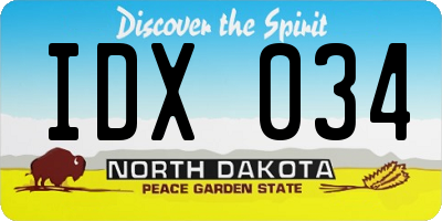 ND license plate IDX034
