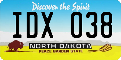ND license plate IDX038
