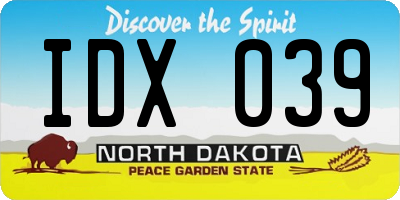 ND license plate IDX039