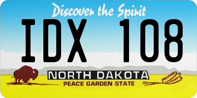 ND license plate IDX108