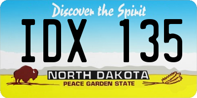 ND license plate IDX135