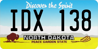 ND license plate IDX138