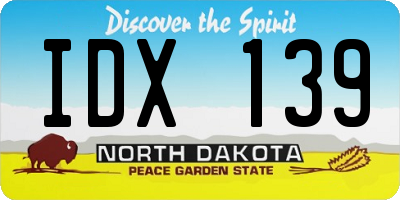 ND license plate IDX139