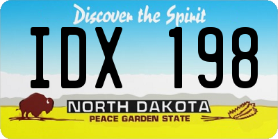 ND license plate IDX198