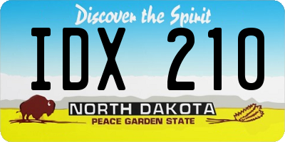 ND license plate IDX210