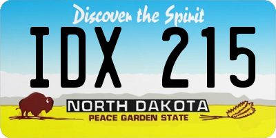 ND license plate IDX215