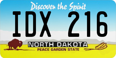 ND license plate IDX216