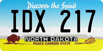 ND license plate IDX217