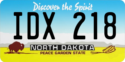 ND license plate IDX218