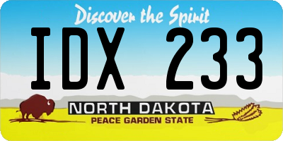ND license plate IDX233