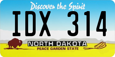 ND license plate IDX314
