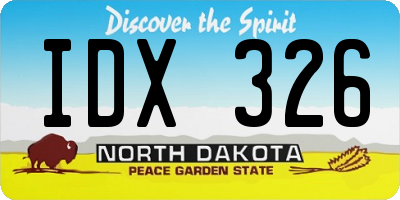 ND license plate IDX326