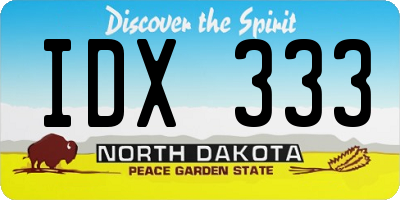 ND license plate IDX333