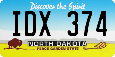 ND license plate IDX374