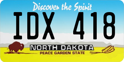 ND license plate IDX418