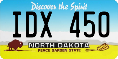 ND license plate IDX450